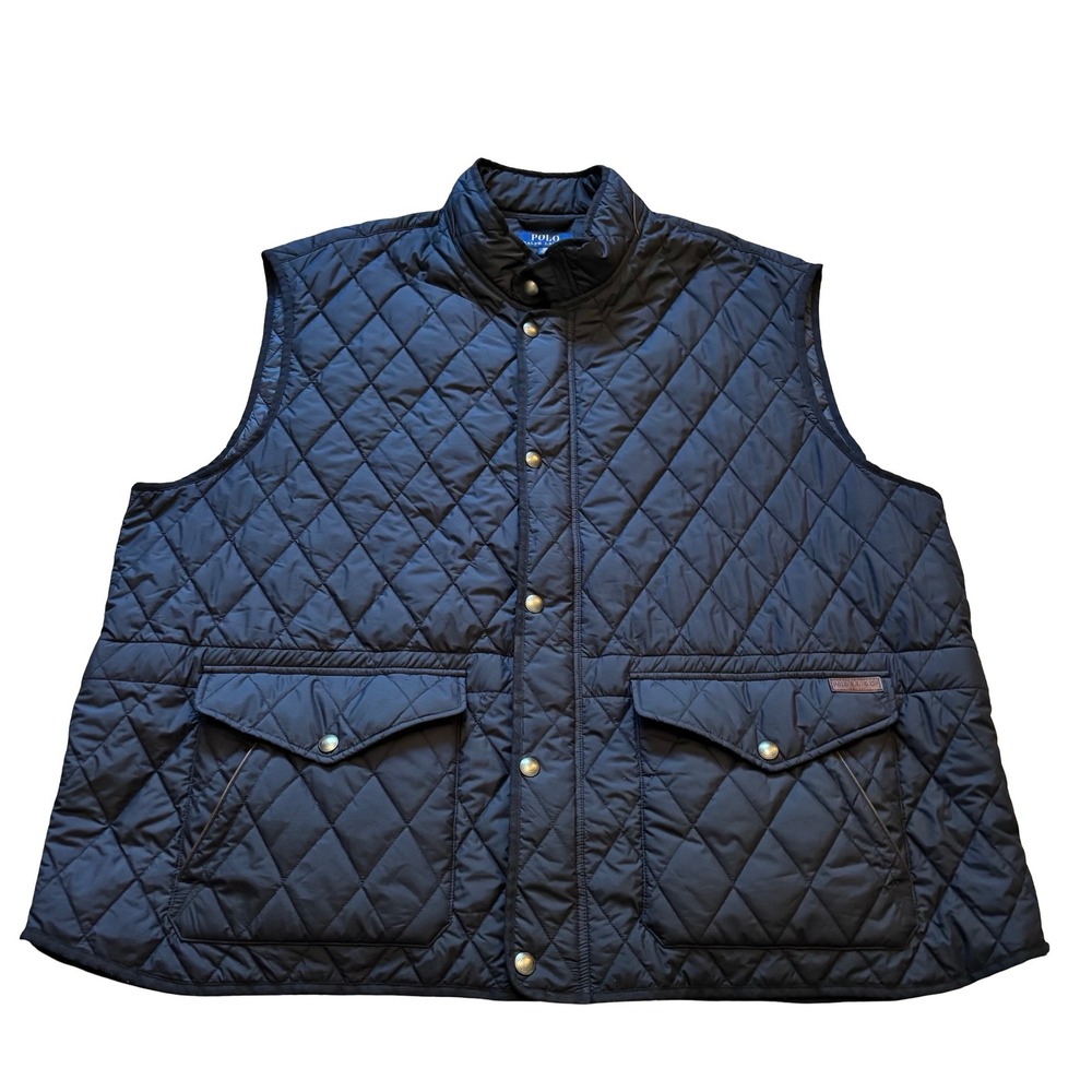 Polo Ralph Lauren Mens 4XB Navy Blue Quilted Vest Diamond Puffer Gilet Jacket